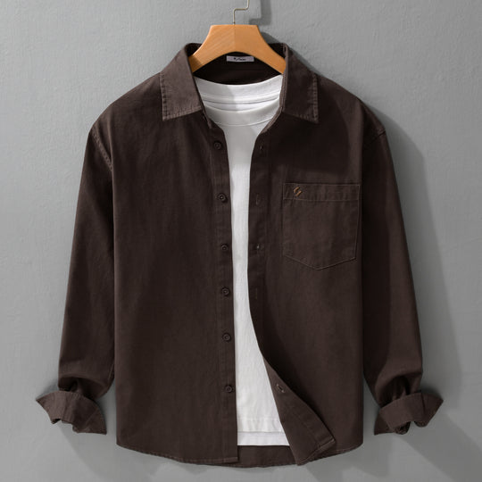 Herren Hemdjacke-Overshirt aus softem Baumwoll-Twill im Layering-Look mit aufgesetzter Brusttasche Shop Nory