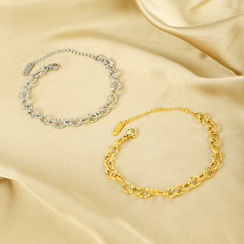 Frauen Strukturierte Gold Link Armband Shop Nory