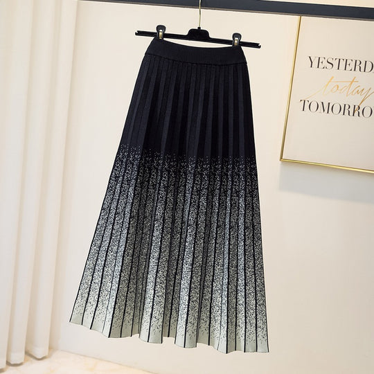 Damen Eleganter Plissee-Rock mit kontrastierenden Streifen Shop Nory
