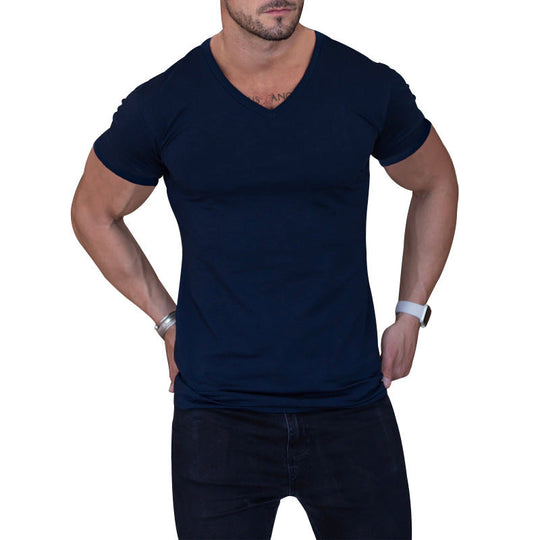 Herren V-Ausschnitt T-Shirt aus weichem Baumwollmix