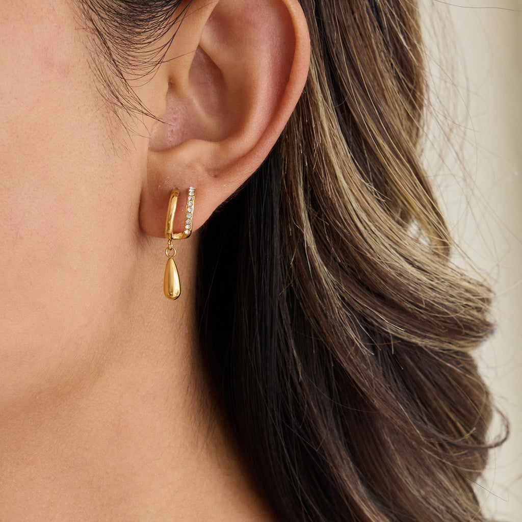 Damen Creolen mit funkelnden Kristallen und robustem Edelstahl Shop Nory
