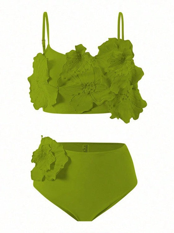 Damen Bikini-Set mit Blumenapplikationen