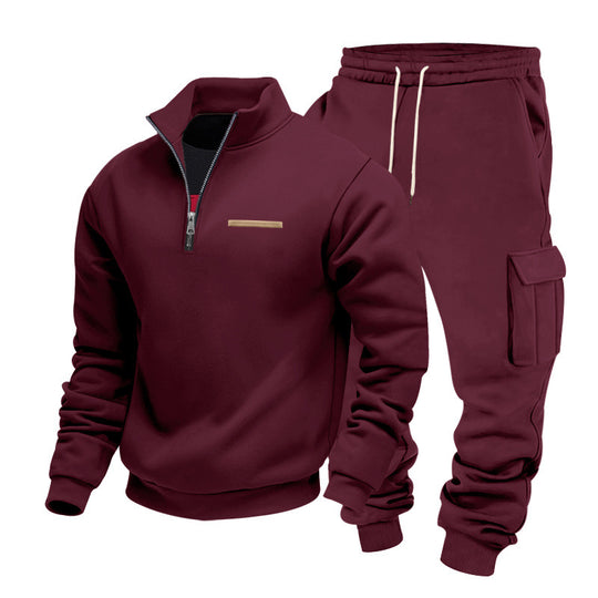 Herren Zip-Pullover- und Cargo-Jogger-Set aus weichem French-Terry Shop Nory