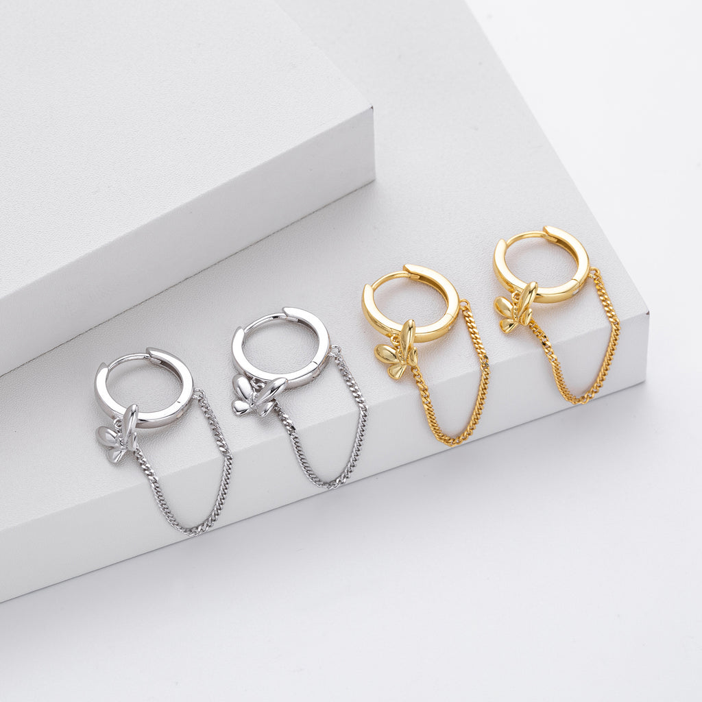 Damen Ohrhänger mit filigranen Schmetterlingsanhängern aus 925 Sterling Silber Shop Nory