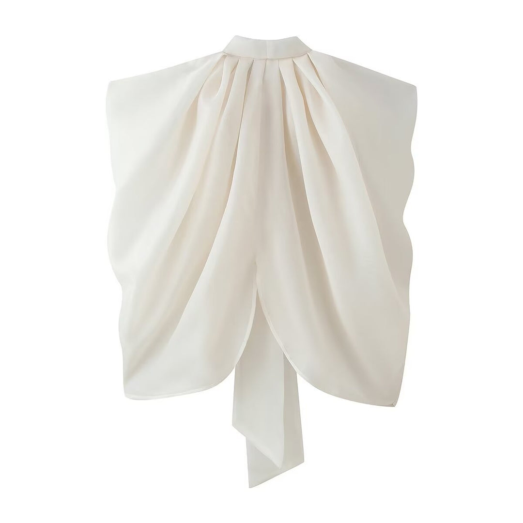 Damen Ärmellose Chiffonbluse mit Schleifenkragen Shop Nory