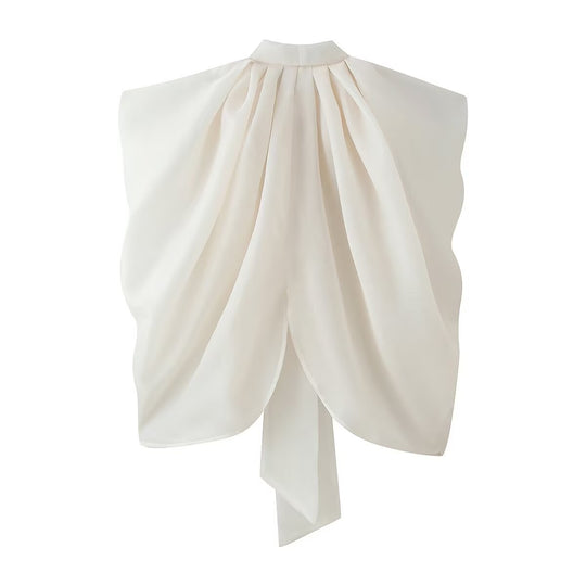Damen Ärmellose Chiffonbluse mit Schleifenkragen Shop Nory