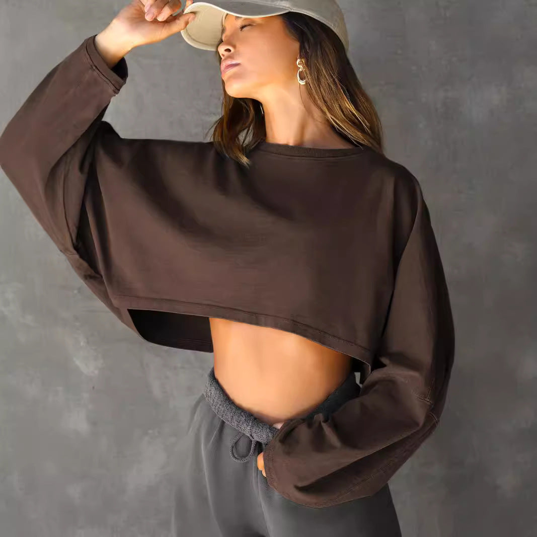 Damen lässiger Crop-Pullover