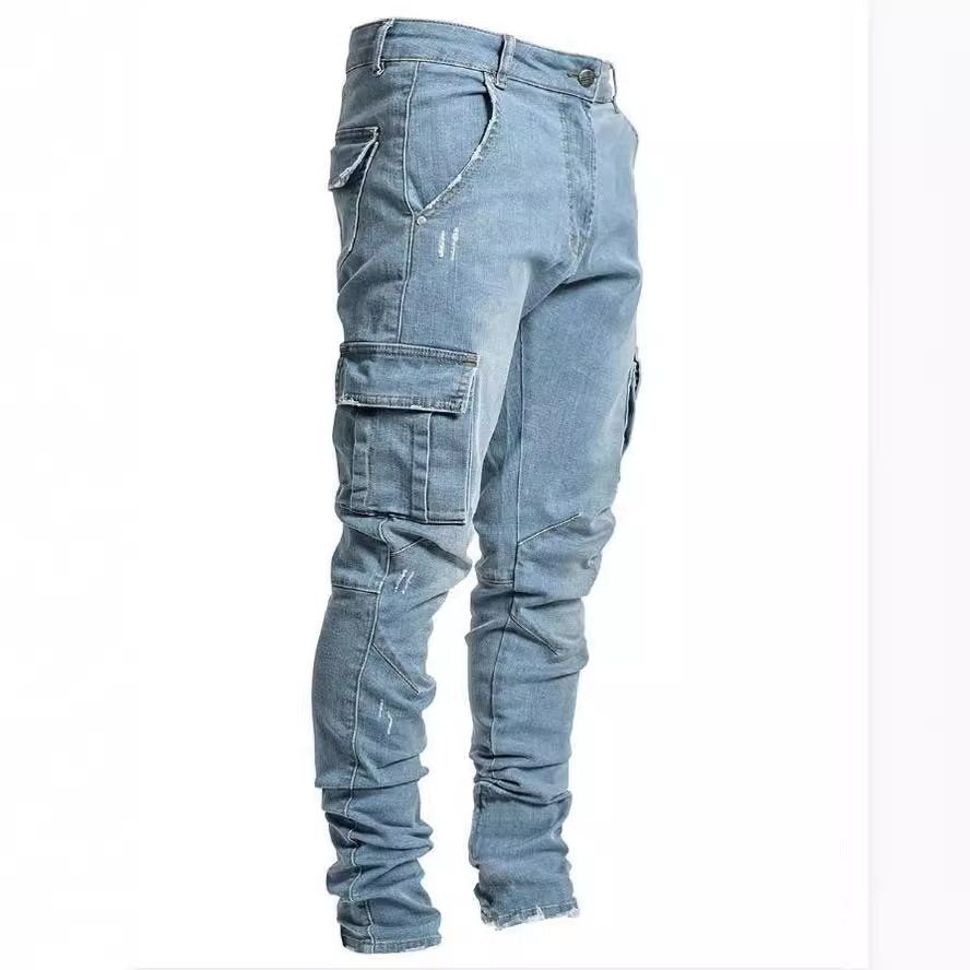 Herren Eng geschnittene Cargo-Jeans mit Stretch und Mehrfach-Taschen Shop Nory