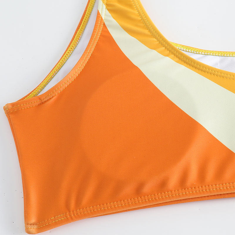 Damen Einseitiger Bikini mit farblich abgestimmtem Design