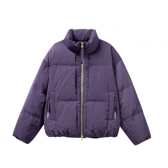 Damen Kurze Oversize-Steppjacke mit hohem Stehkragen und Kontrast-Reißverschluss Shop Nory
