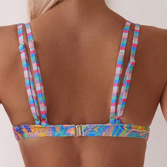 Damen Triangel-Bikini-Oberteil mit lShopnoryendigem Paisleymuster und verstellbaren Trägern