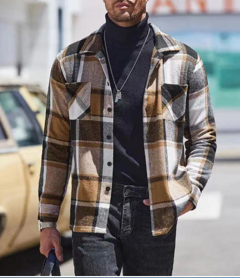 Herren lässige Karomuster Hemdjacke