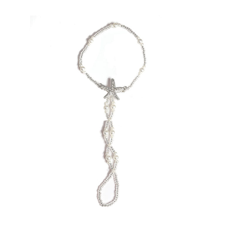 Zierliches Fußkettchen mit Zehenring und Seestern-Anhänger
