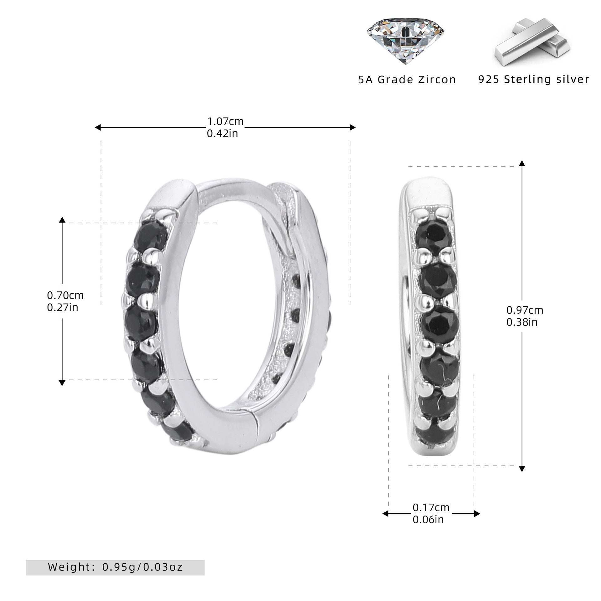 Damen Creolen mit funkelndem Zirkonbesatz aus 925 Sterling Silber Shop Nory
