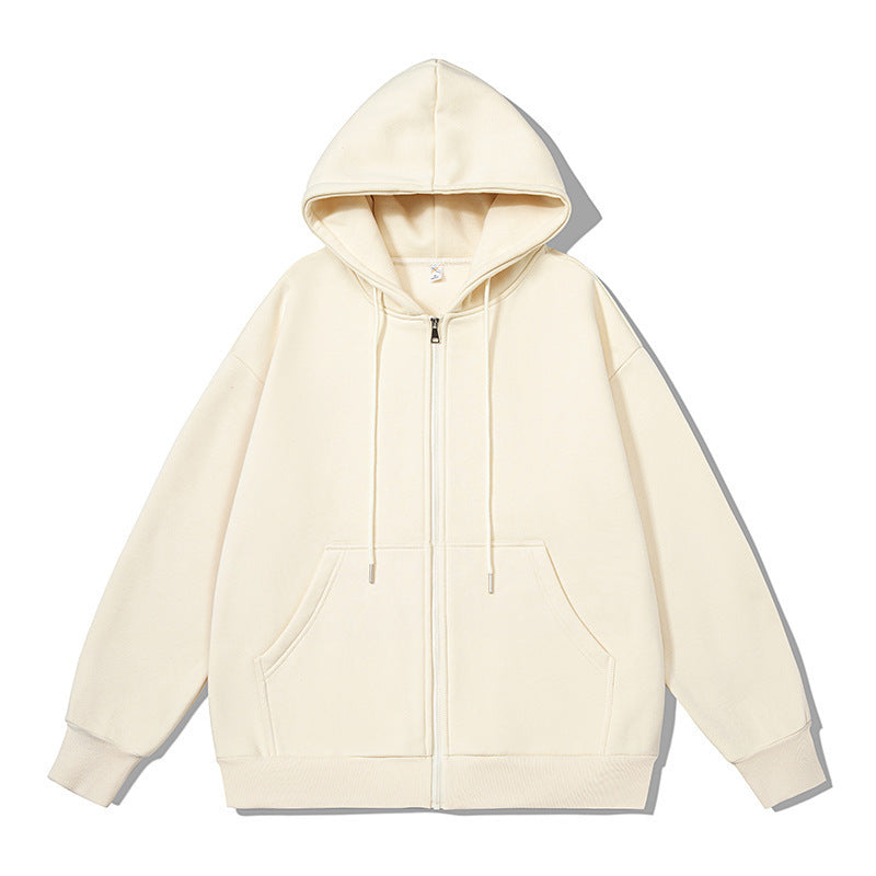Unisex oversized Kapuzenjacke mit ausladendem Schulterschnitt, durchgehendem Reißverschluss und French-Terry Shop Nory
