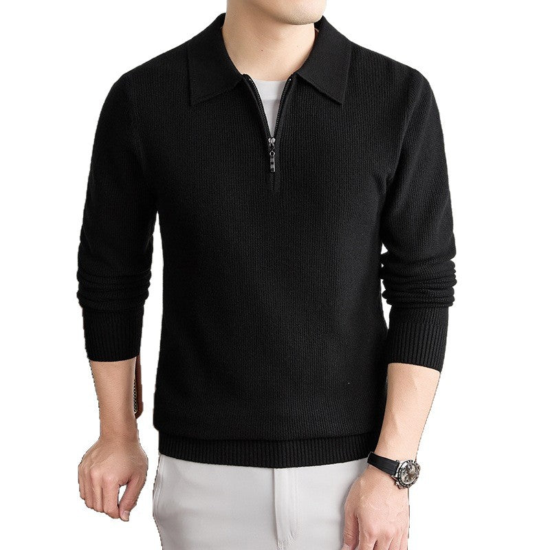 Herren Feinstrick-Halbzipp-Polo mit Hemdkragen und feiner Rippenstruktur Shop Nory