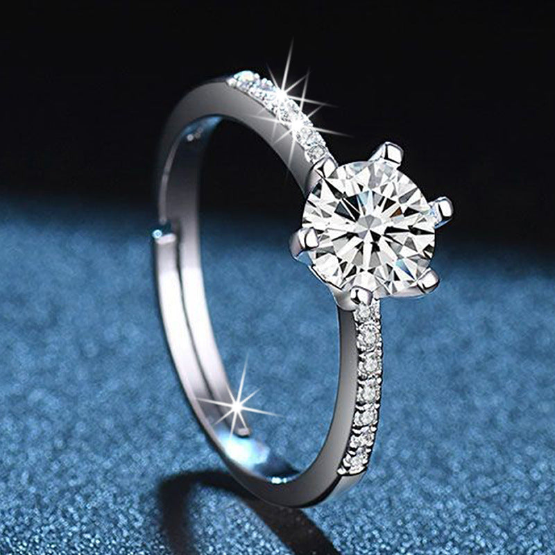 Damen Glänzender Solitärring mit funkelndem Zirkonia-Besatz Shop Nory
