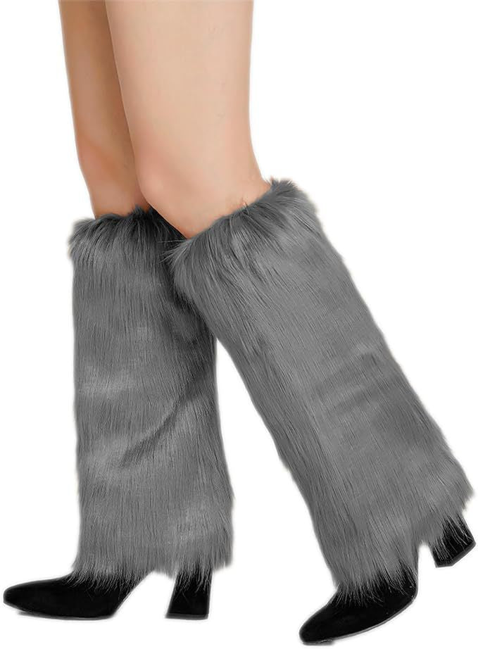 Damen lange Kunstfell‑Beinwärmer mit Shaggy‑Optik und elastischem Bund Shop Nory