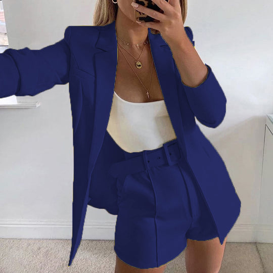 Damen Elegantes Zweiteiliges Blazer‑Shorts‑Set mit tailliertem Reversblazer und High‑Waist Shorts Shop Nory