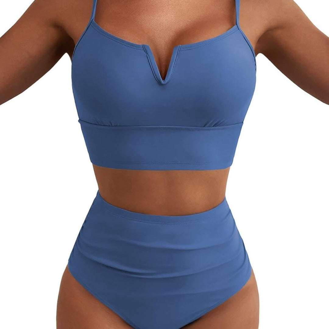 Damen Hochtailliertes Bikini-Set mit modernem V-Ausschnitt und angenehmer Passform