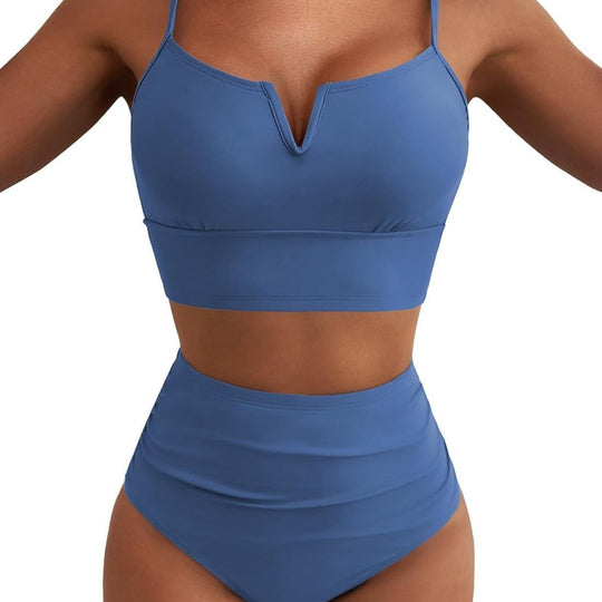 Damen Hochtailliertes Bikini-Set mit modernem V-Ausschnitt und angenehmer Passform
