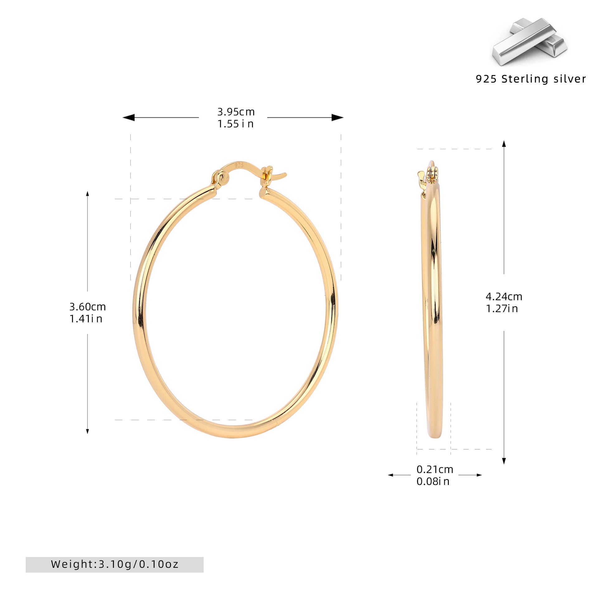 Damen Creolen im eleganten, minimalistischen Design aus 925 Sterling Silber Shop Nory