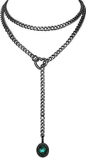 Damen Halskette mit doppeltem Gliederdesign und herzförmigem Anhänger Shop Nory
