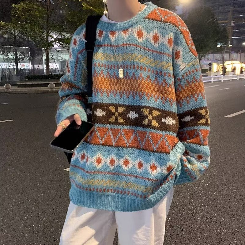 Damen Gemütlicher Grobstrickpullover mit grafischem Muster Shop Nory