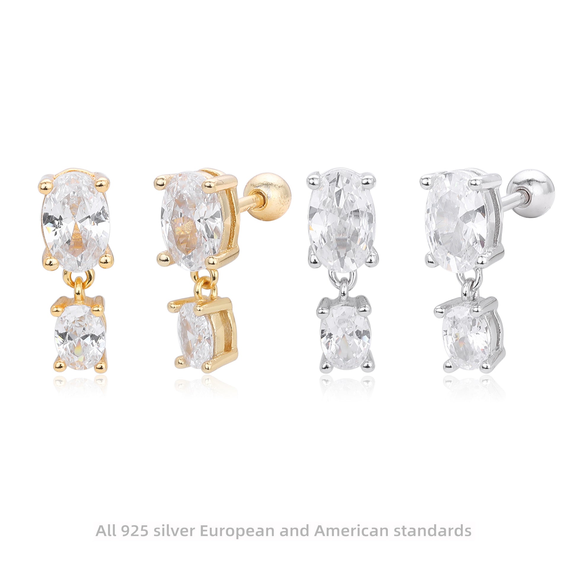 Damen Ohrstecker mit elegantem Zirkonanhänger aus 925 Sterling Silber Shop Nory