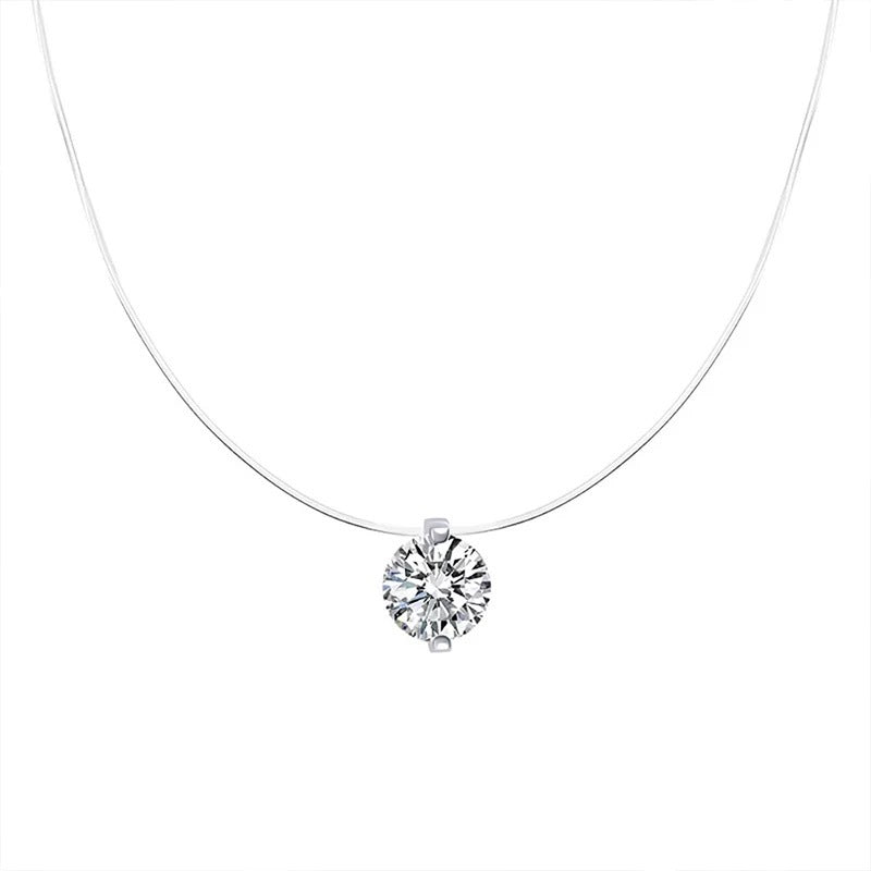 Damen Halskette mit funkelndem Zirkonia-Anhänger und eleganter Silberfaden-Gliederung Shop Nory