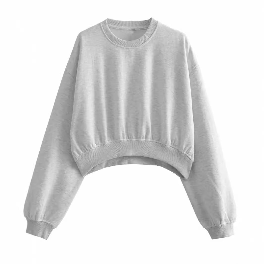Damen Kurzes Oversize‑Sweatshirt mit gerafftem Saum und Ballonärmeln Shop Nory