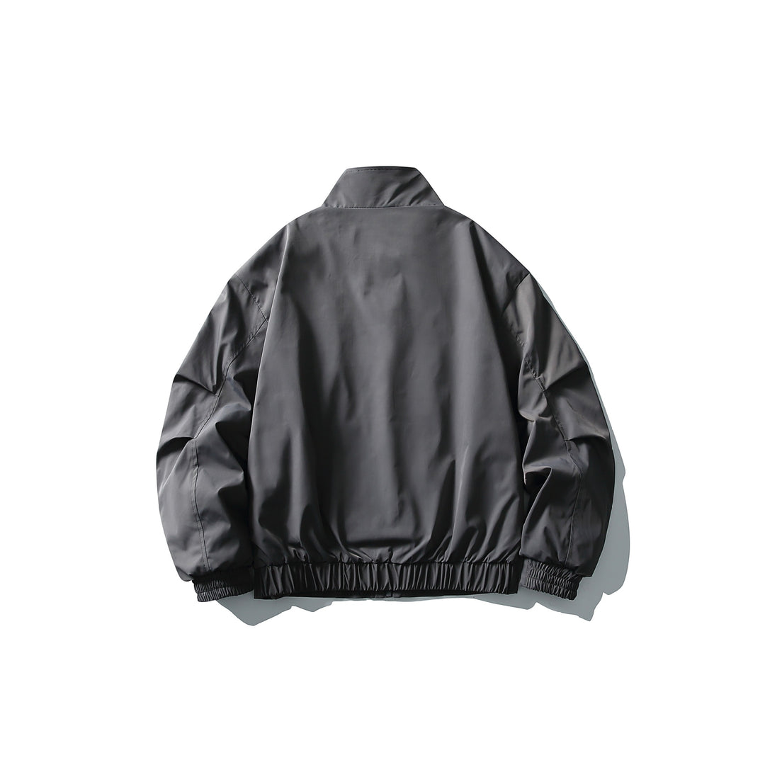 Unisex Kurz geschnittener technischer Boxy‑Bomber mit Stehkragen, Druckknopfblende und elastischen Bündchen Shop Nory