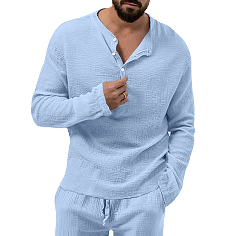 Herren Langarmshirt mit Knopfleiste Shopnory