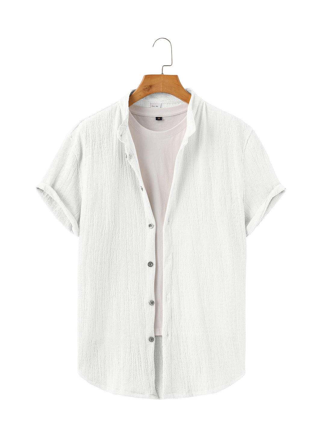 Herren nan leichtes Knitterstruktur-Überhemd mit umgeschlagenen Ärmeln entspannter Overshirt-Silhouette