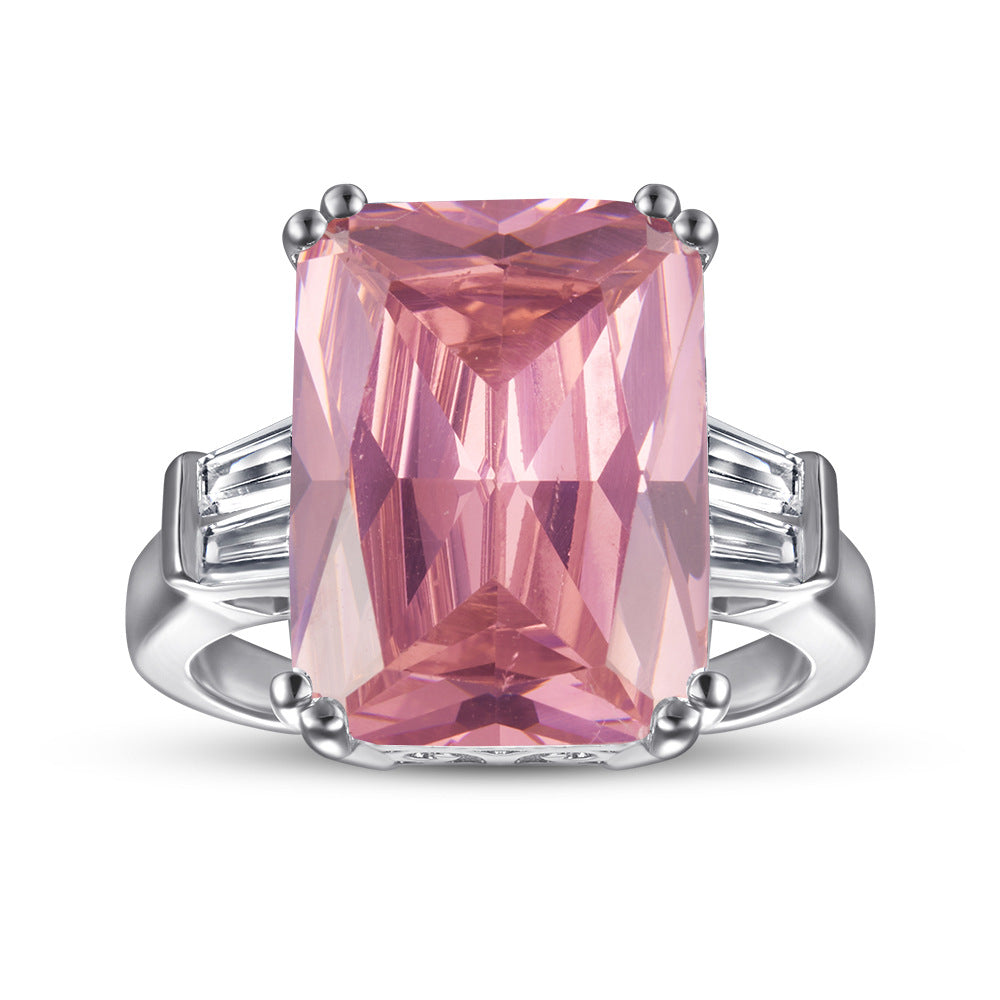 Damen eleganter Ring mit rechteckigem Edelstein und Zirkonia Shop Nory