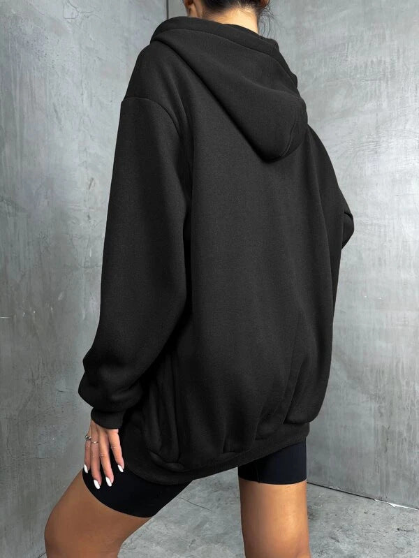 Damen nan oversized Zip-Hoodie mit verlängertem Rückensaum, verdecktem Reißverschluss und Kängurutaschen Shop Nory