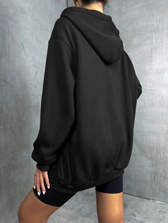 Damen nan oversized Zip-Hoodie mit verlängertem Rückensaum, verdecktem Reißverschluss und Kängurutaschen Shop Nory