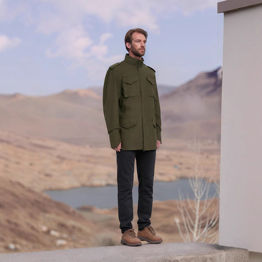Herren nan leichte Baumwoll-Feldjacke mit aufgesetzten Taschen und Schulterklappen Shop Nory