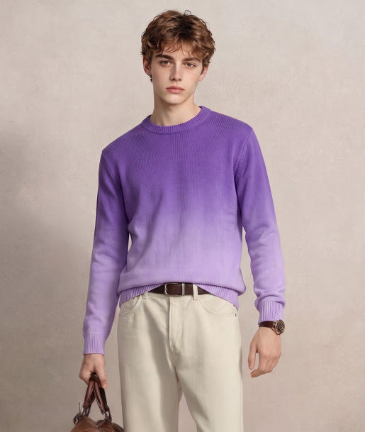 Herren Feinstrick-Pullover mit Dip-Dye-Effekt und Rundhalsausschnitt Shop Nory