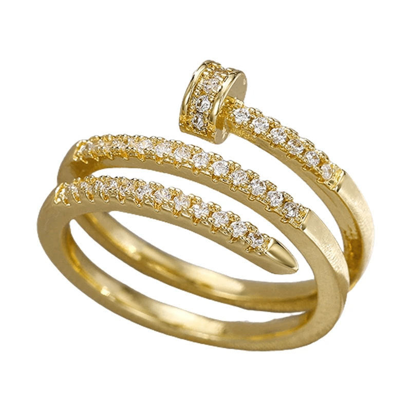 Damenring mit elegantem dreifachem Banddesign und funkelnden Kristallen Shop Nory