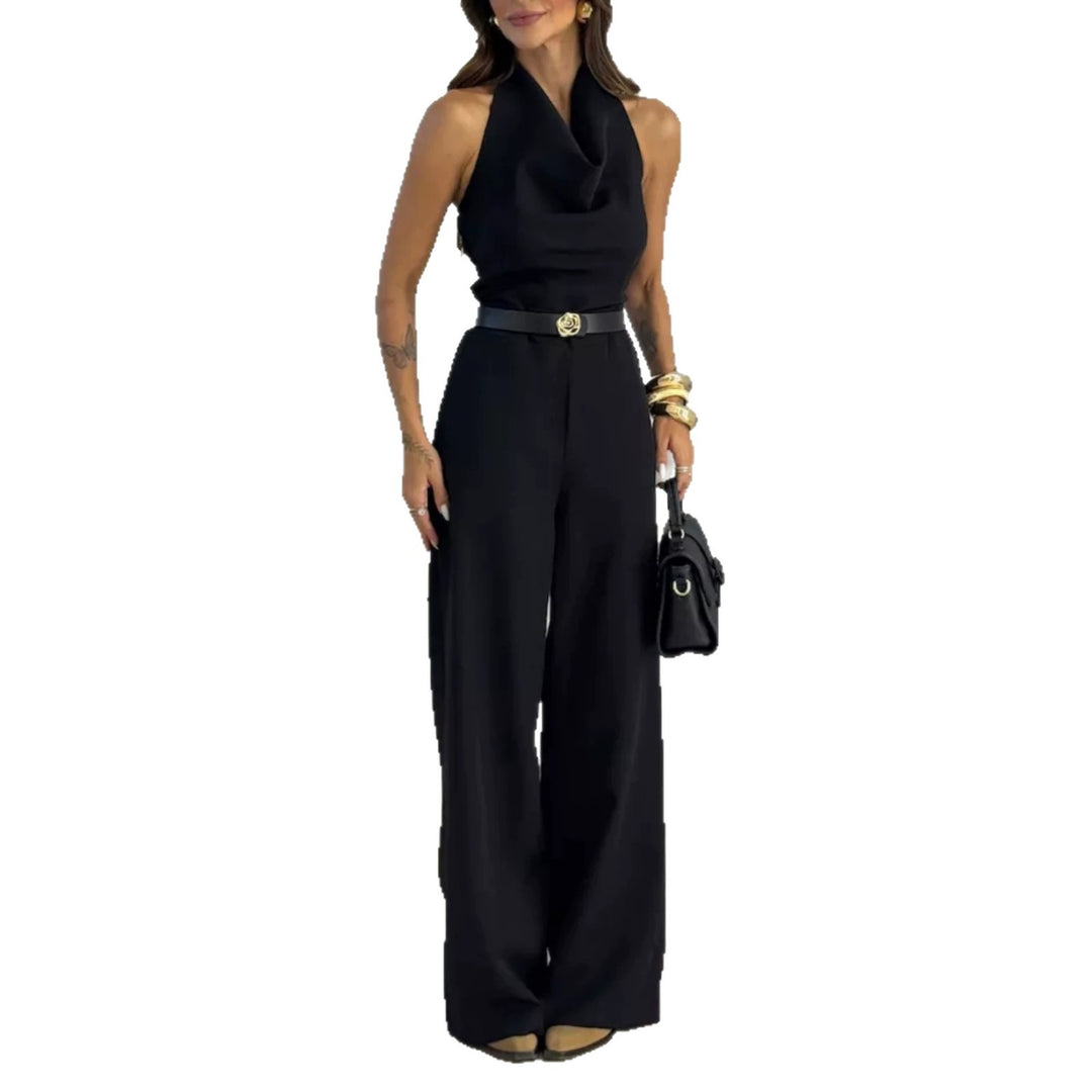 Damen Eleganter Neckholder-Overall mit weitem Palazzo-Bein und taillierter Passform Shop Nory