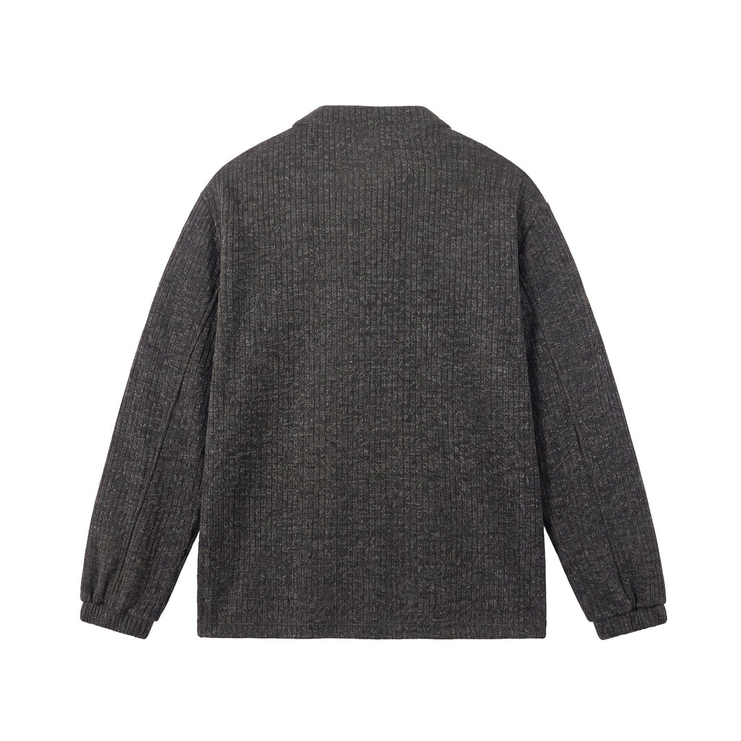 Herren Rippstruktur-Henley-Pullover mit Stehkragen und Knopfleiste Shop Nory