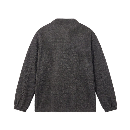 Herren Rippstruktur-Henley-Pullover mit Stehkragen und Knopfleiste Shop Nory