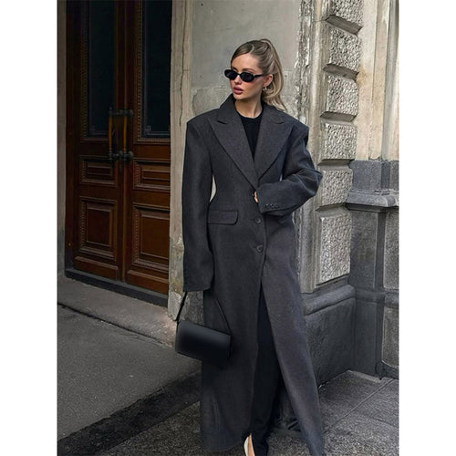 Damen Maxi-Wollmantel mit Oversized-Schnitt und strukturierter Schulterpartie Shop Nory