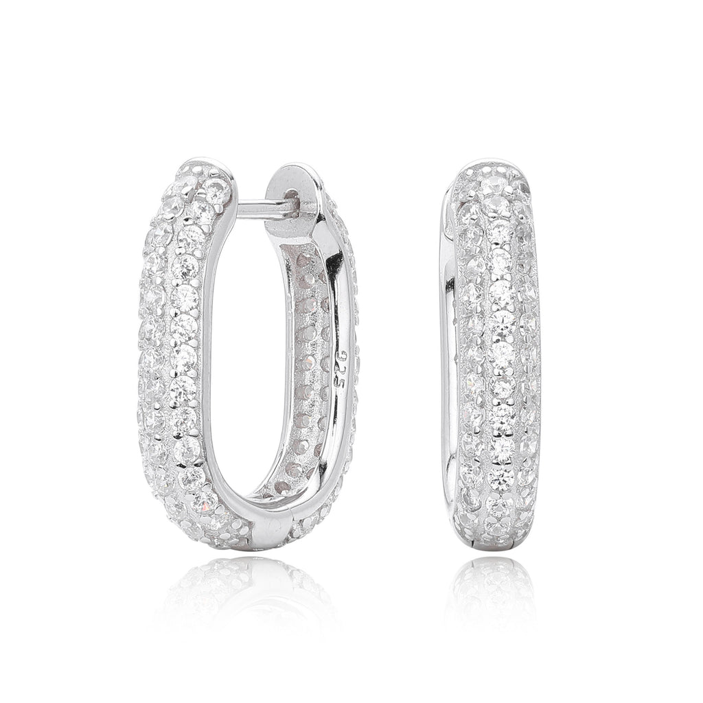 Damen Glamouröse Creolenohrringe aus 925 Sterling Silber mit funkelnden Zirkonia Shop Nory