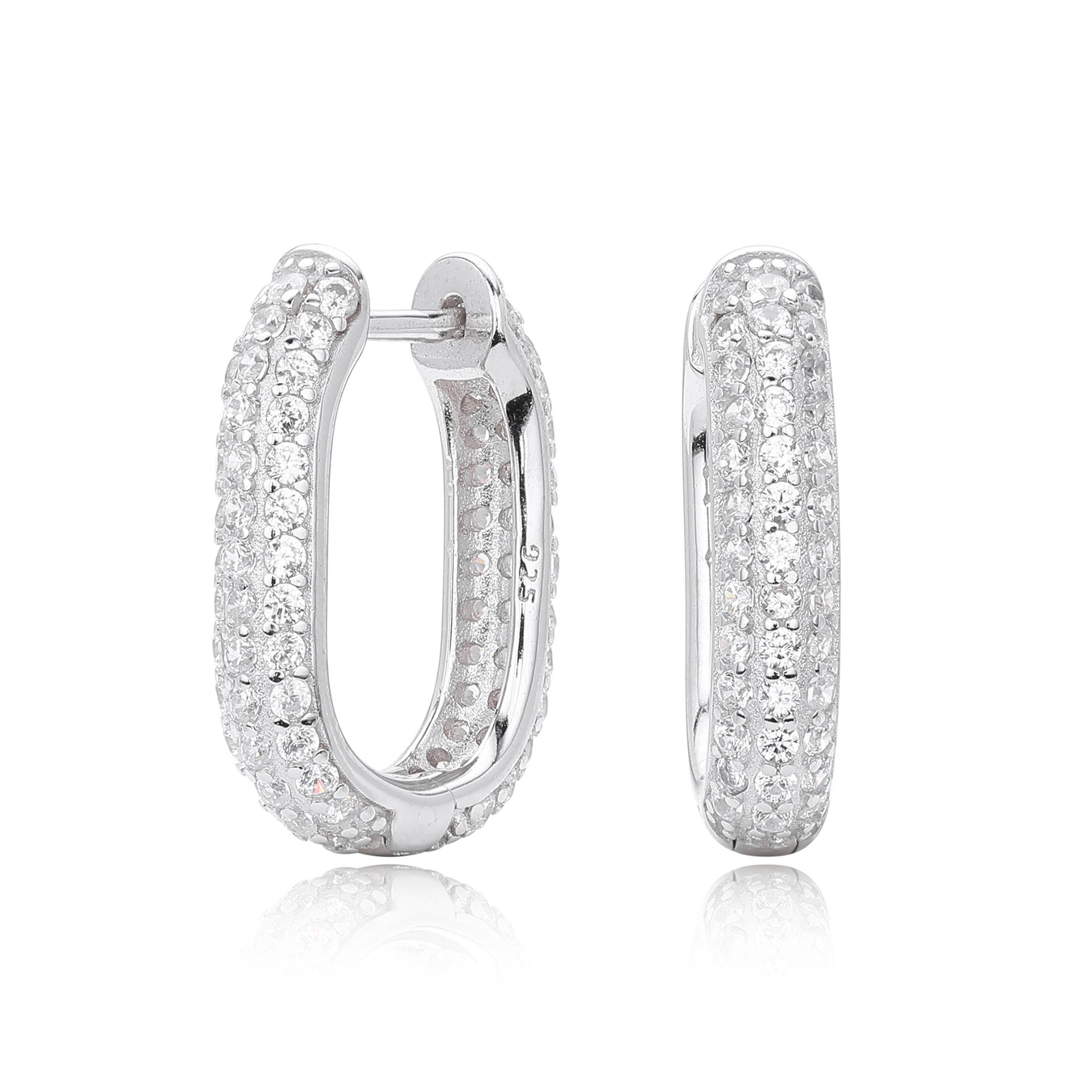 Damen Glamouröse Creolenohrringe aus 925 Sterling Silber mit funkelnden Zirkonia Shop Nory
