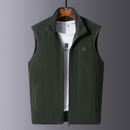 Herren Leichte Microfleece-Outdoorweste mit hochschließendem Stehkragen und verdecktem Reißverschluss Shop Nory