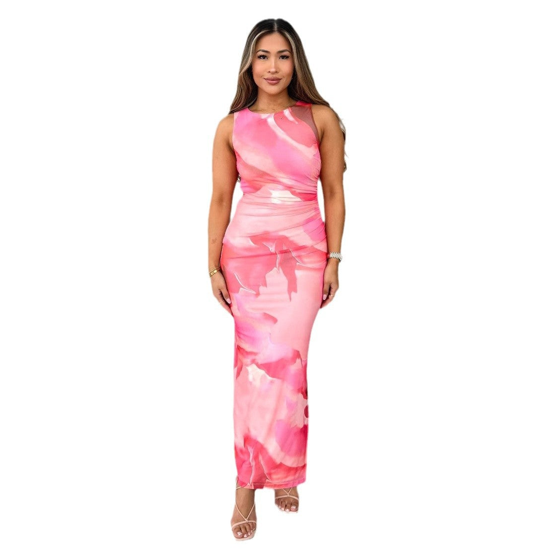 Damen Maxikleid mit modernem Wave-Muster