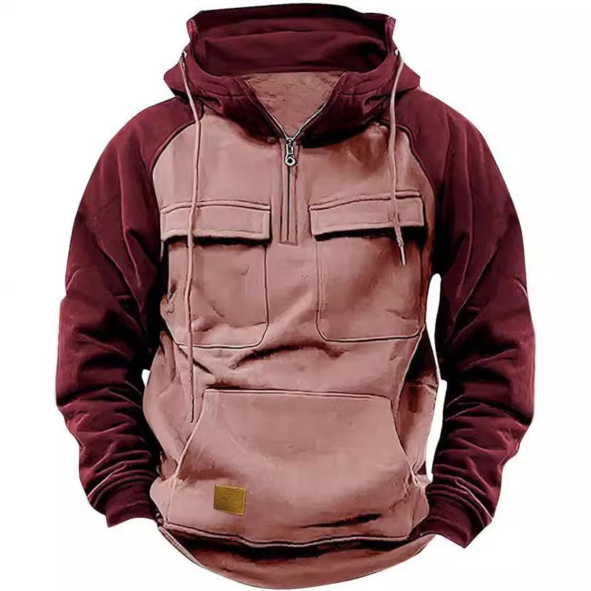 Herren Sportlicher Baumwoll-Hoodie mit Kapuze und praktischen Taschen