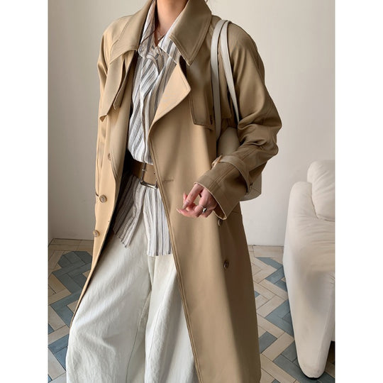 Damen Oversize Trenchcoat mit Doppelreihe, Taillengürtel und Epauletten Shop Nory